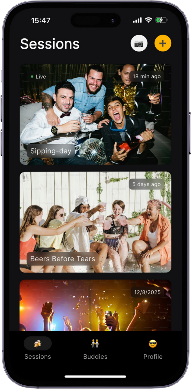 Drunklog session screen